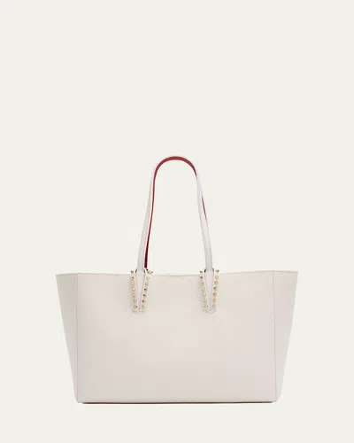 Christian Louboutin Cabata Soft Small Tote Bag In Grained Leather In White