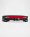 Christian Louboutin Cabata Spike Belt In Leather In Black