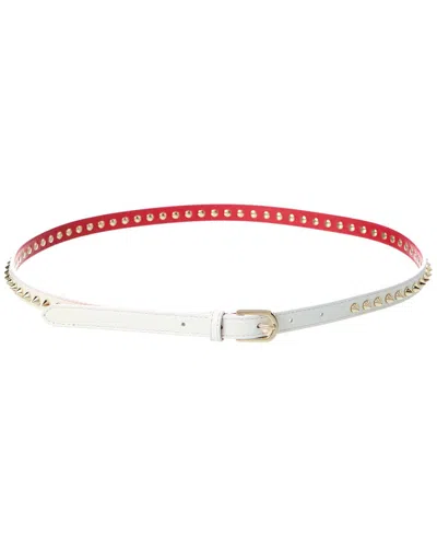 Christian Louboutin Cabata Spike Leather Belt In White