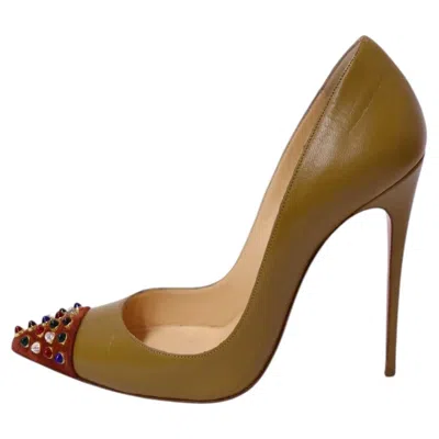 Pre-owned Christian Louboutin "cabo" Pointed-toe Pumps - Eu 38 In Brown