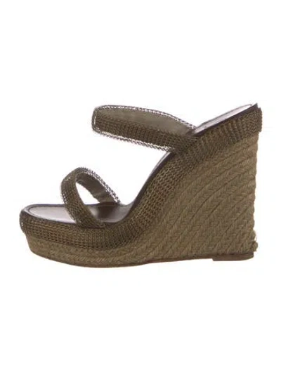 Pre-owned Christian Louboutin Cadena Jute Espadrilles In Neutral