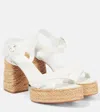 Christian Louboutin Calakala Leather Crisscross Red Sole Espadrille Sandals In Black