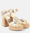 Christian Louboutin Super Calakala Metallic Red Sole Platform Espadrilles In Gold