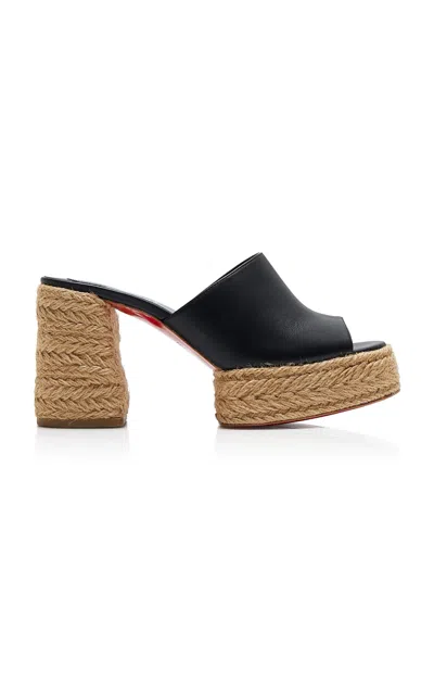 Christian Louboutin Calakala 85mm Leather Platform Mules In Black