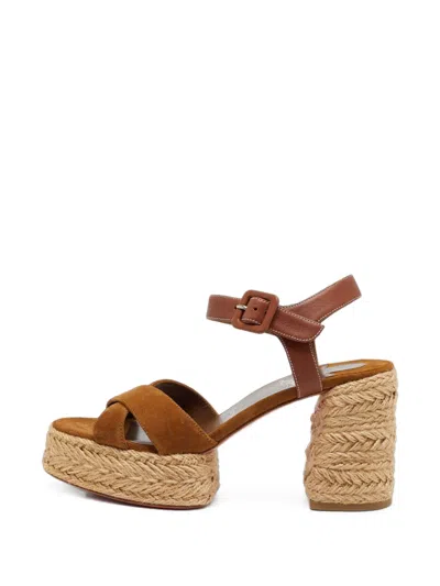 Pre-owned Christian Louboutin Calakala Ankle-strap Platform Sandals In Brown