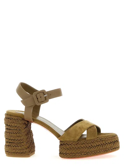 Christian Louboutin Calakala 85mm Suede Cross Upper Platform Sandal In Brown