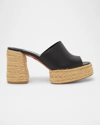 CHRISTIAN LOUBOUTIN CALAKALA LEATHER RED SOLE ESPADRILLE MULES