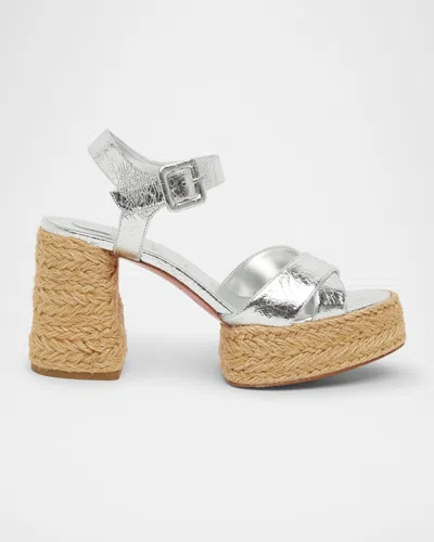 Christian Louboutin Calakala Metallic Red Sole Espadrille Sandals