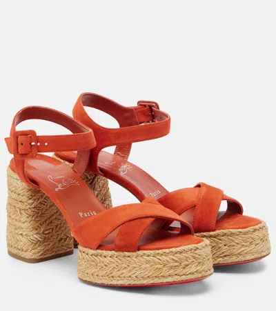 Christian Louboutin Calakala 85 Suede Espadrilles Sandals In Red