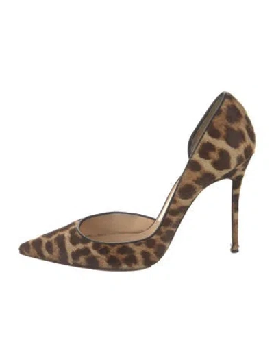 Pre-owned Christian Louboutin Calf Hair Animal Print D'orsay Pumps In Neutral