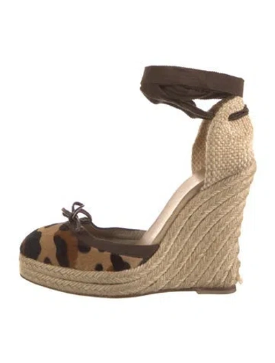 Pre-owned Christian Louboutin Calf Hair Animal Print Pumps In Brown
