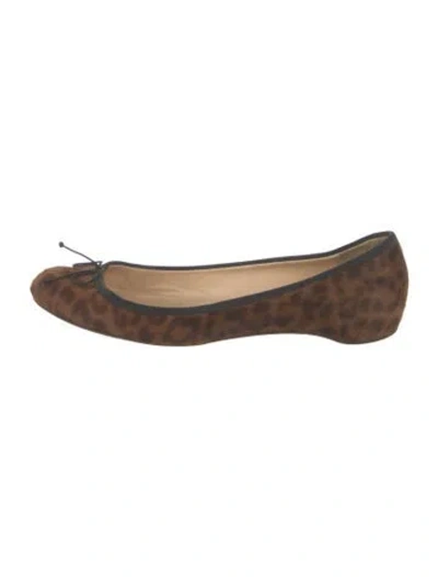 Pre-owned Christian Louboutin Calf Hair Bow Accents Ballet Flats In Brown