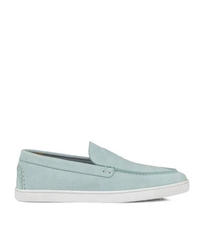 Christian Louboutin Calf Leather Boat Shoes In Iceberg