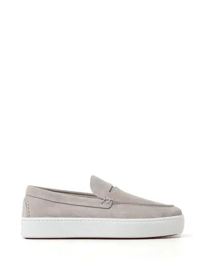 Christian Louboutin Calf Leather Flat Shoes In Gray
