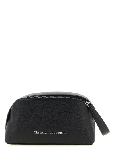 Christian Louboutin Canopy Logo-embossed Leather Pouch In Black