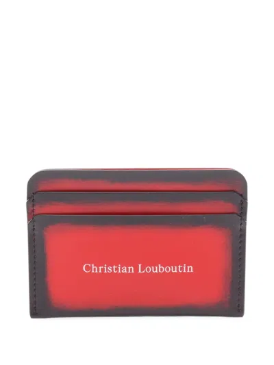 Pre-owned Christian Louboutin Canopy Leather Card Case In Red