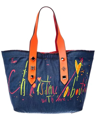 Christian Louboutin Canvas & Leather Tote In Blue