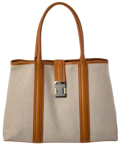 Christian Louboutin Canvas & Leather Tote In Brown