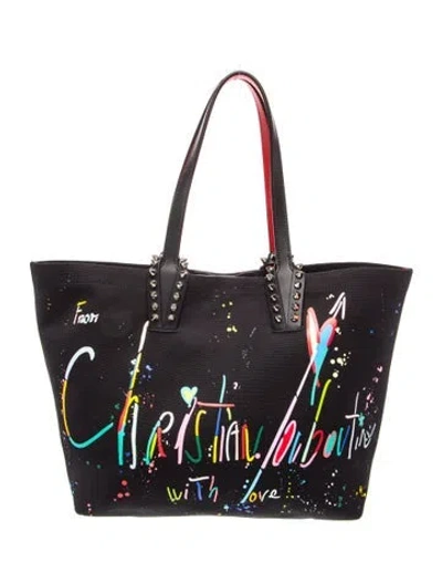 Pre-owned Christian Louboutin Canvas Cabata Beach Bag In Black