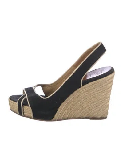 Pre-owned Christian Louboutin Canvas Colorblock Pattern Espadrilles In Black