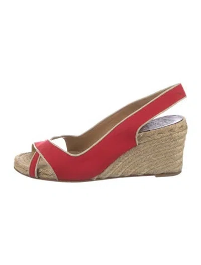 Pre-owned Christian Louboutin Canvas Colorblock Pattern Espadrilles In Red