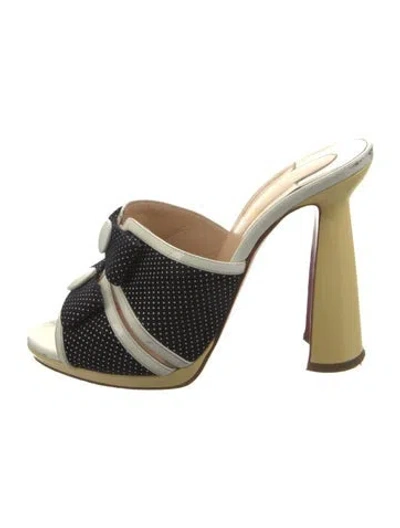 Pre-owned Christian Louboutin Canvas Colorblock Pattern Mules In Blue