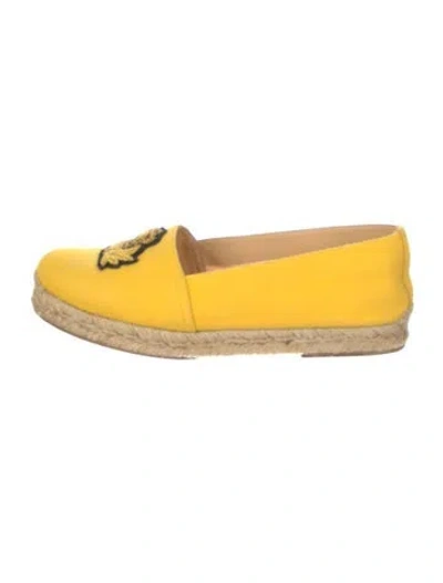 Pre-owned Christian Louboutin Canvas Embroidered Accent Espadrilles In Yellow