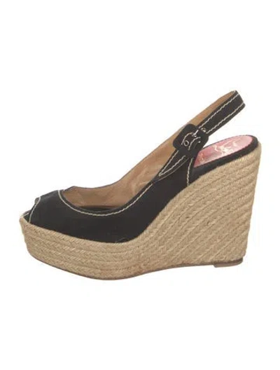 Pre-owned Christian Louboutin Canvas Espadrilles In Black