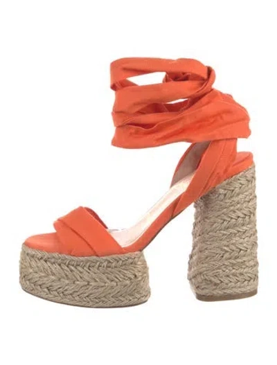 Pre-owned Christian Louboutin Canvas Espadrilles In Orange