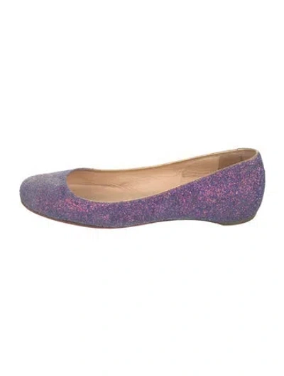 Pre-owned Christian Louboutin Canvas Glitter Accents Ballet Flats