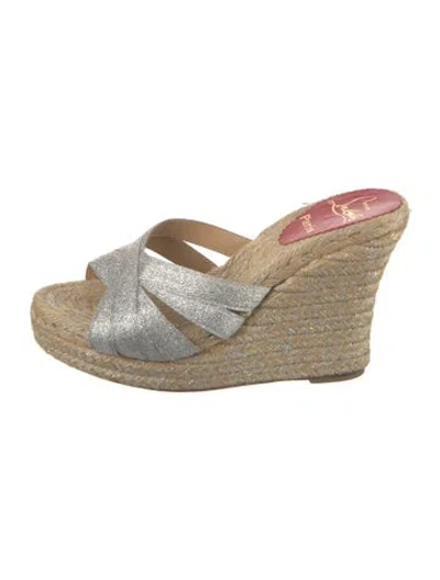 Pre-owned Christian Louboutin Canvas Glitter Accents Espadrilles