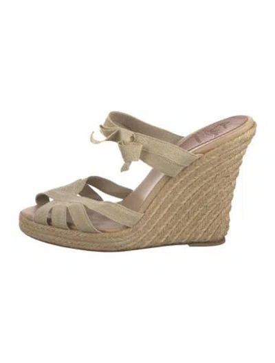 Pre-owned Christian Louboutin Canvas Glitter Accents Espadrilles In Neutral