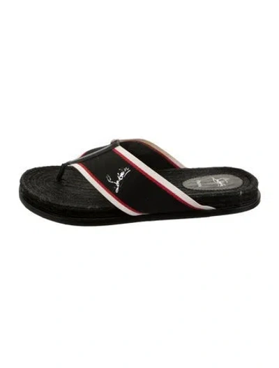 Pre-owned Christian Louboutin Canvas Graphic Print Flip Flops In Black