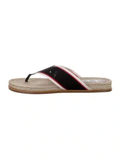 Pre-owned Christian Louboutin Canvas Graphic Print Flip Flops In Black