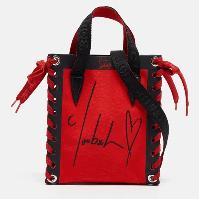 Christian Louboutin Canvas Mini Cabalace Tote In Red