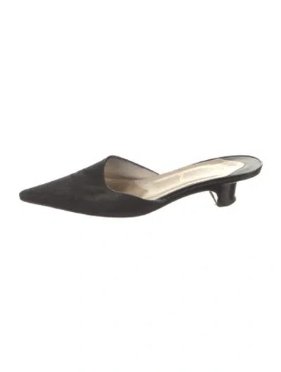 Pre-owned Christian Louboutin Canvas Mules In Black