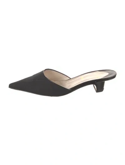 Pre-owned Christian Louboutin Canvas Mules In Black