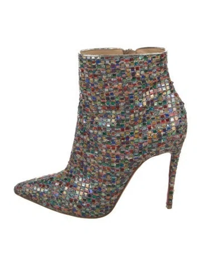 Pre-owned Christian Louboutin Canvas Patterned Boots In Multi