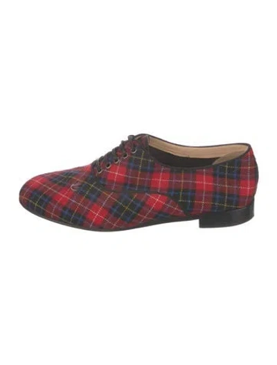 Pre-owned Christian Louboutin Canvas Plaid Print Oxfords In Multi