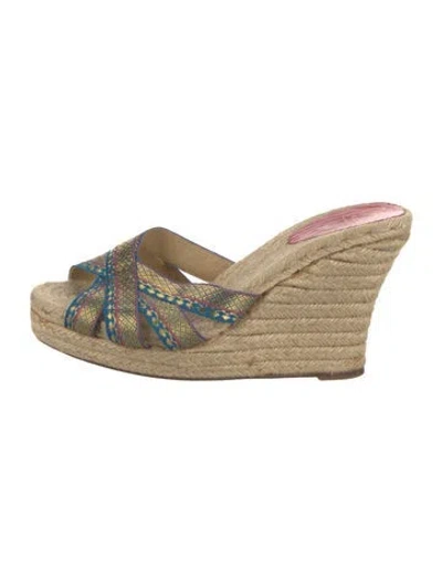 Pre-owned Christian Louboutin Canvas Printed Espadrilles In Blue