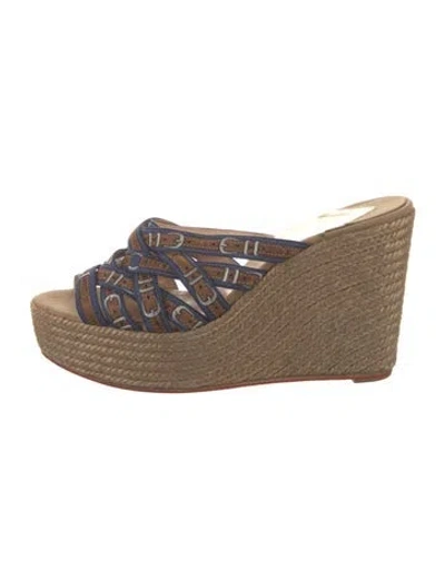 Pre-owned Christian Louboutin Canvas Printed Espadrilles In Brown