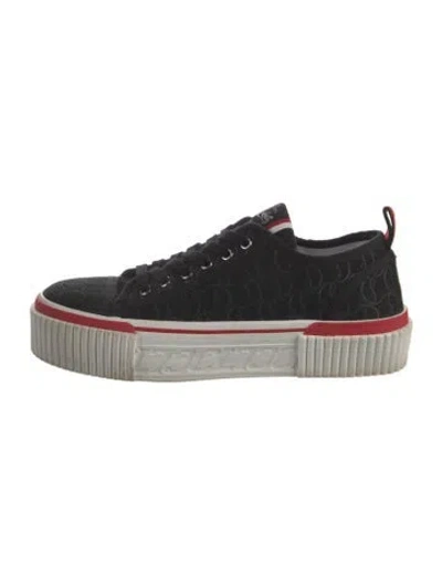 Pre-owned Christian Louboutin Canvas Printed Sneakers In Black