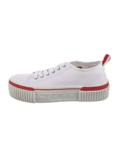 Pre-owned Christian Louboutin Canvas Sneakers In White