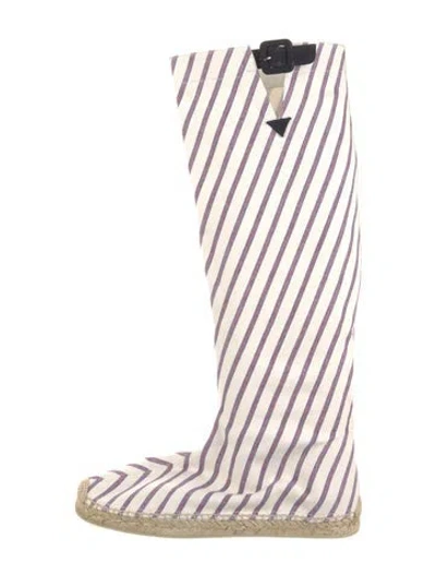 Pre-owned Christian Louboutin Canvas Striped Boots In Neutral