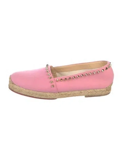 Pre-owned Christian Louboutin Canvas Studded Accents Espadrilles In Pink
