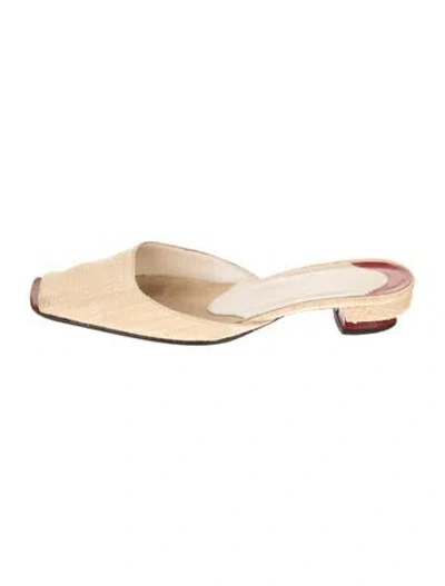 Pre-owned Christian Louboutin Canvas Tweed Pattern Mules In Neutrals