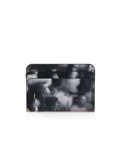 Christian Louboutin Card Holder - Moises Printed Calf Leather - Black White In Purple