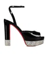 Christian Louboutin Cassandrissima Alta Crystal Leather Sandals 130 In Black