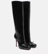 Christian Louboutin Cassia Nodo Botta Leather Red Sole Knee Boots In Black