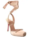 Christian Louboutin Cassia Silk Ankle-tie Red Sole Pumps In Brown
